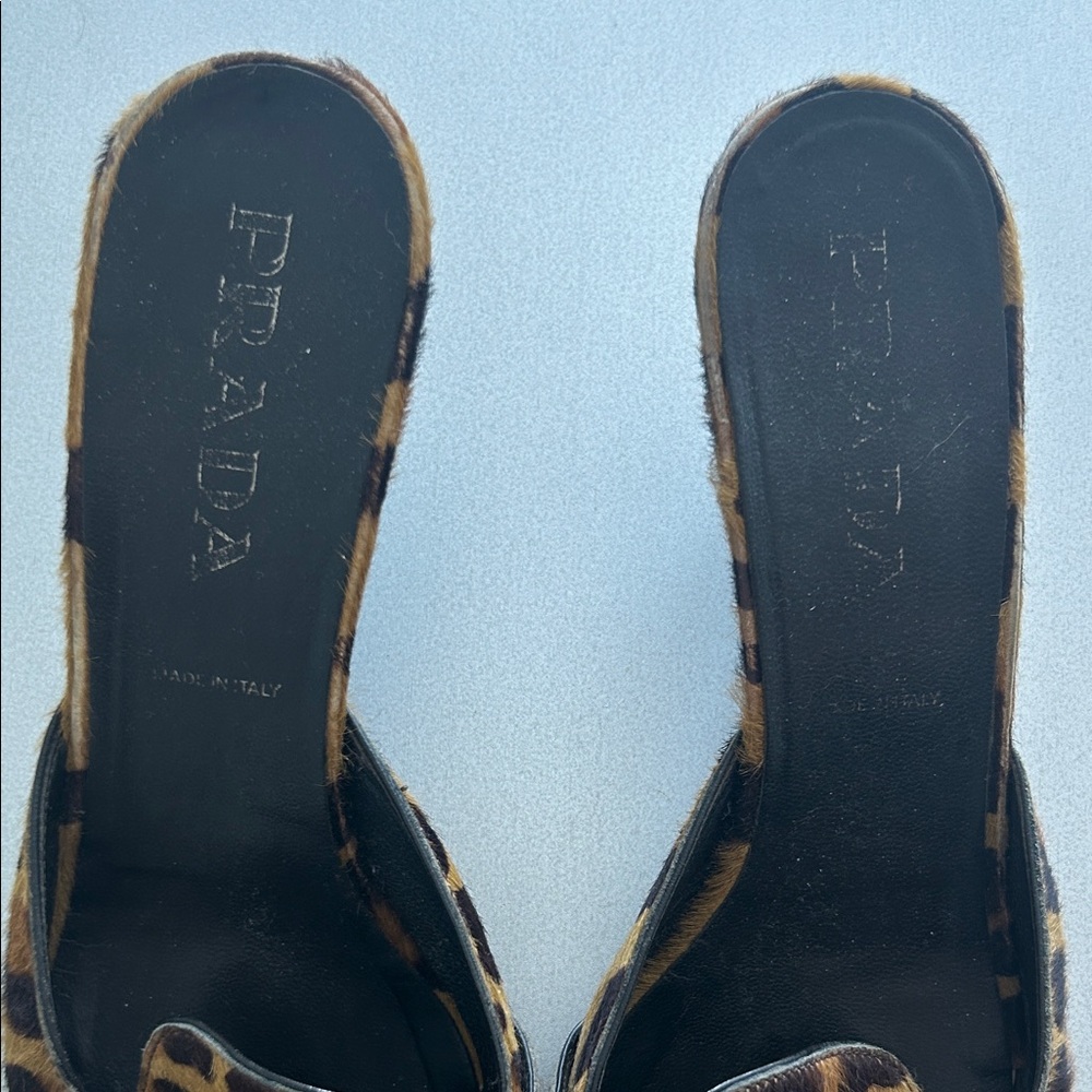 Prada Animal Print Buckle Mules - Picture 4 of 5